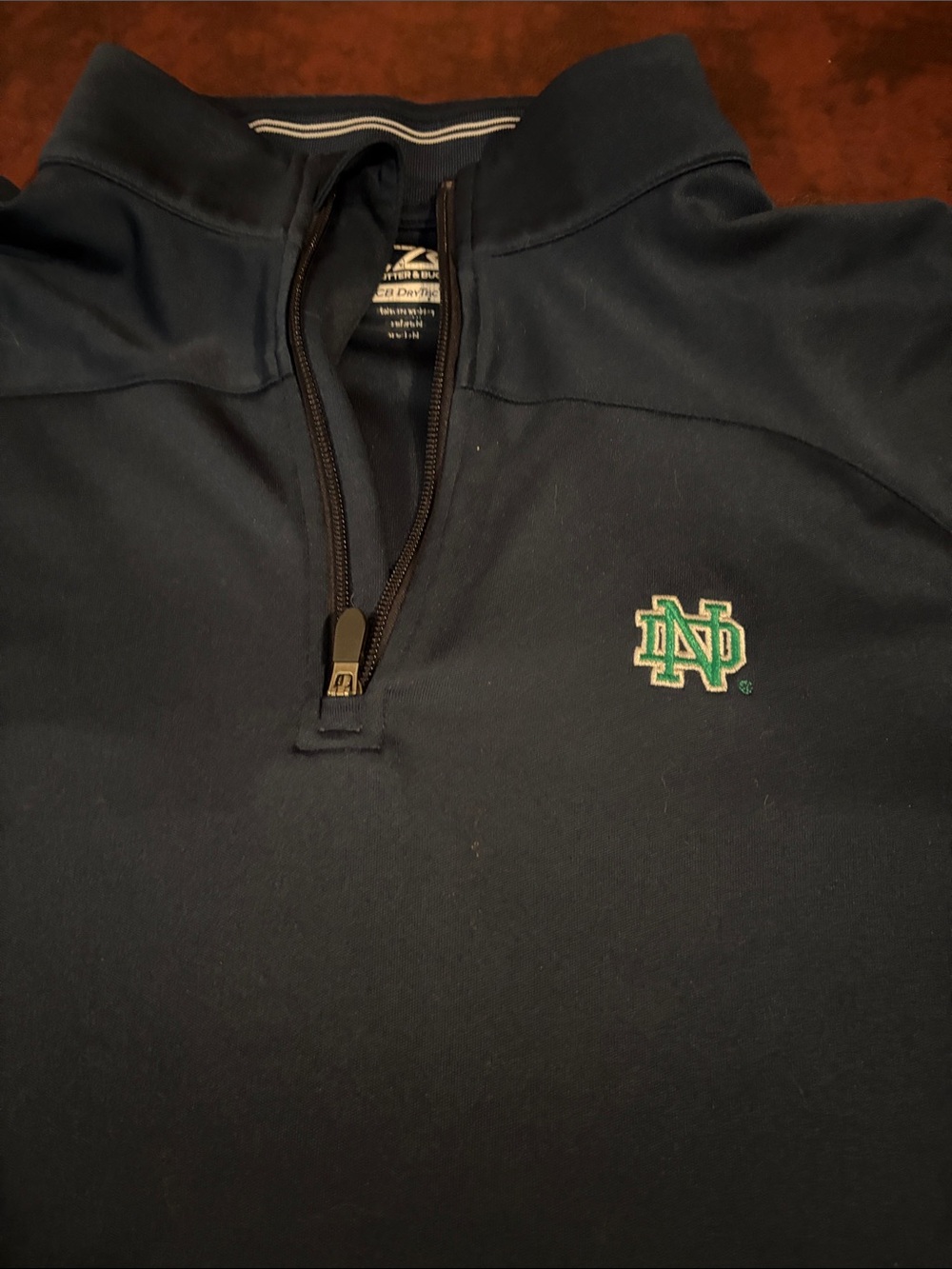 Cutter & Buck Navy Quarter-Zip Sweater with Green Embroidered Logo